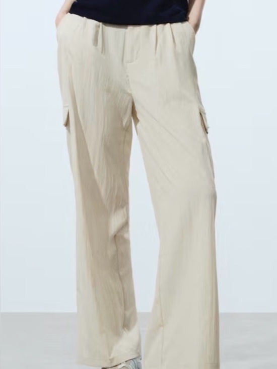 H&M Other - H&M NWT Women Rayon Ivory Cargo Pants with Front Flap Pockets sz 14